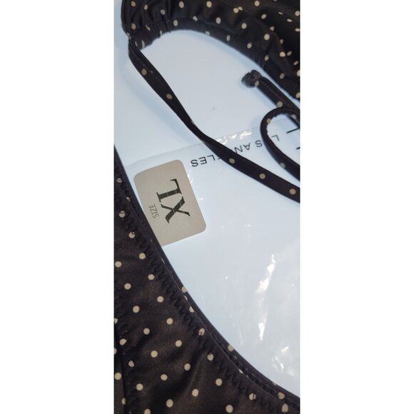 SAME Los Angeles Swim Bikini SeT Beaded Triangle Top and Bottom Polka Dot 90 XL - Picture 4 of 10